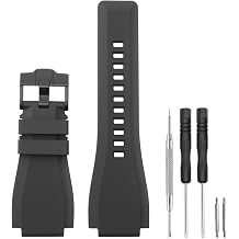 Compatible with Bell & Ross Watch Bands, 24mm Soft Rubber Silicone Replacement Wrist Strap for Bell Ross Watch Series BR01 BR03, Black