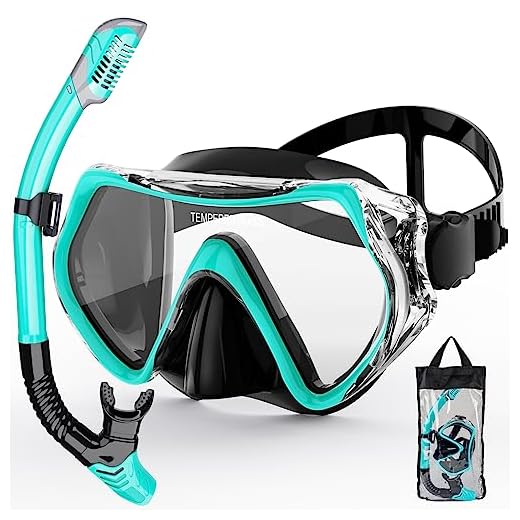 ZIPOUTE PRO Snorkeling Gear for Adults, Snorkel Mask Adult Snorkel Set, Anti-Fog Scuba Diving Mask Panoramic View Scuba Gear, Tempered Glass Snorkel Goggles Swim Masks for Adults (Black Green)