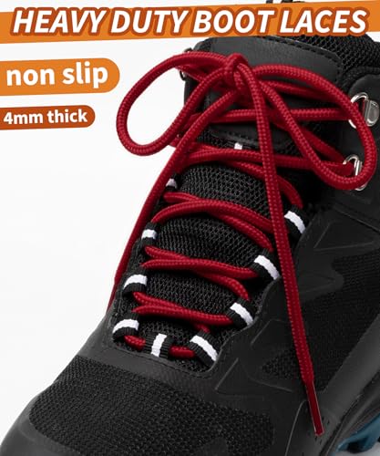 Image of Handshop 2 Pairs Round Boots Shoelaces, Heavy Duty Outdoor Shoe Laces | Replacement Shoestrings for Hiking, Running, Sporting Shoes and Work boots, Sturdy and Robust, 28 Colors, 30-63 inch Length