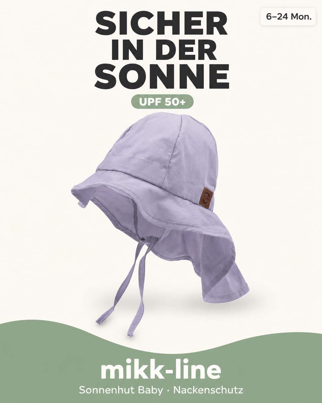 Mikk-line Sombrero para el sol para bebé, protección UV, 50, protección para el cuello, sombrero de sol para bebé, gorra con visera para niños y niñas, gorro de verano ligero para una protección