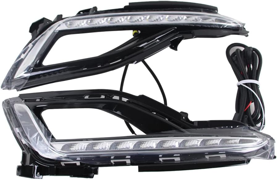 OUKANING - For 2015-2017 Hyundai Sonata 9th Fog Lamp W/Cover Drl Led Daytime Running Light Left and Right Side 12V