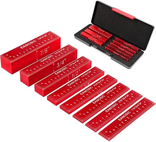 EANOSIC Setup Blocks Height Gauge Set, 8pcs Precision Aluminum Setup Bars for Router and Table Saw Accessories Woodworking Set Up, Bars Include Laser Engraved Size Markings (Extra Long 4 Inch)