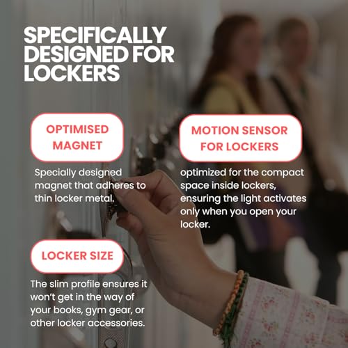 School Locker Light Magnetic, Rechargeable White Lighting Locker Lights for Girls, Wireless Motion Sensor Light Indoor, Magnetic Light for Locker Lights for Girls in Middle School by Home in Bold - Used condition - Image 4