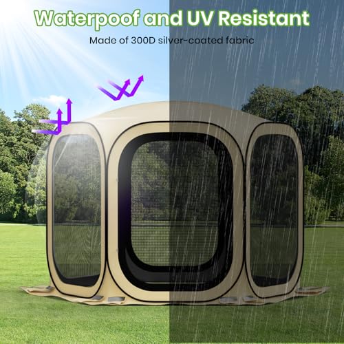 10x10 Pop-up Screen House Tent,Portable Screen Room for Outdoor with Storage Bag,Pop up Gazebo with Mosquito Netting,Screened in Canopy for Camping with 2 Zipper Entrances for Traile/Deck/Wading Pool