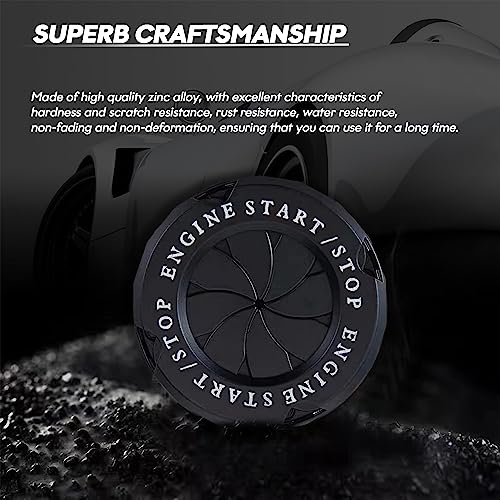 Image of Rotary Push Start Button Cover, Universal Car Engine Start Button Cover, Car Stickers Interior Decor, Car Accessories Motorcycle Ignition Key Switch Cover (Black)