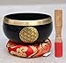 Tibetan Flower Of Life Singing Bowl Mallet Cushion Set ~ For Meditation, Yoga, Spiritual Healing and Mindfulness ~ Medium (Black)