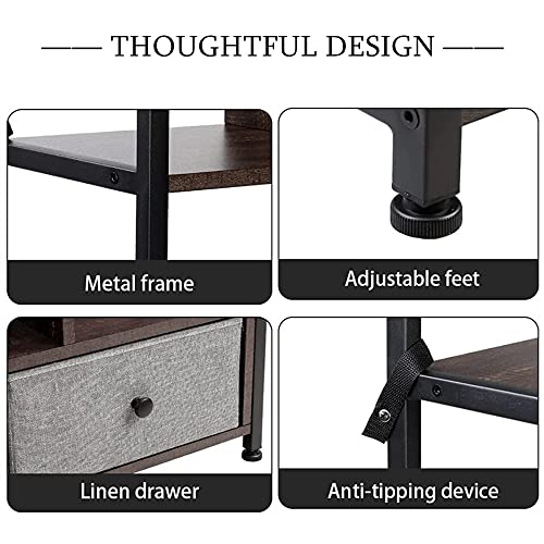 Itusut Bookcase With 2 Drawers, 5 Tier Tall Bookcase Floor Standing Display Shelf For Living Room Bedroom Entryway, Brown,2 Sets #TOP3