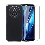 WDMYLFTW Case for Doogee DK10 5G + Glass Screen Protector Tempered Film - Transparent Silicone Soft Flexible Bumper Shockproof TPU Protective Cover Shell for Doogee DK10 5G (Black)