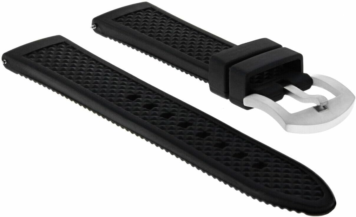 Ewatchparts 20mm Silicone Rubber Diver Watch Band Strap Compatible With Tissot PRS516 Racing Black 10P