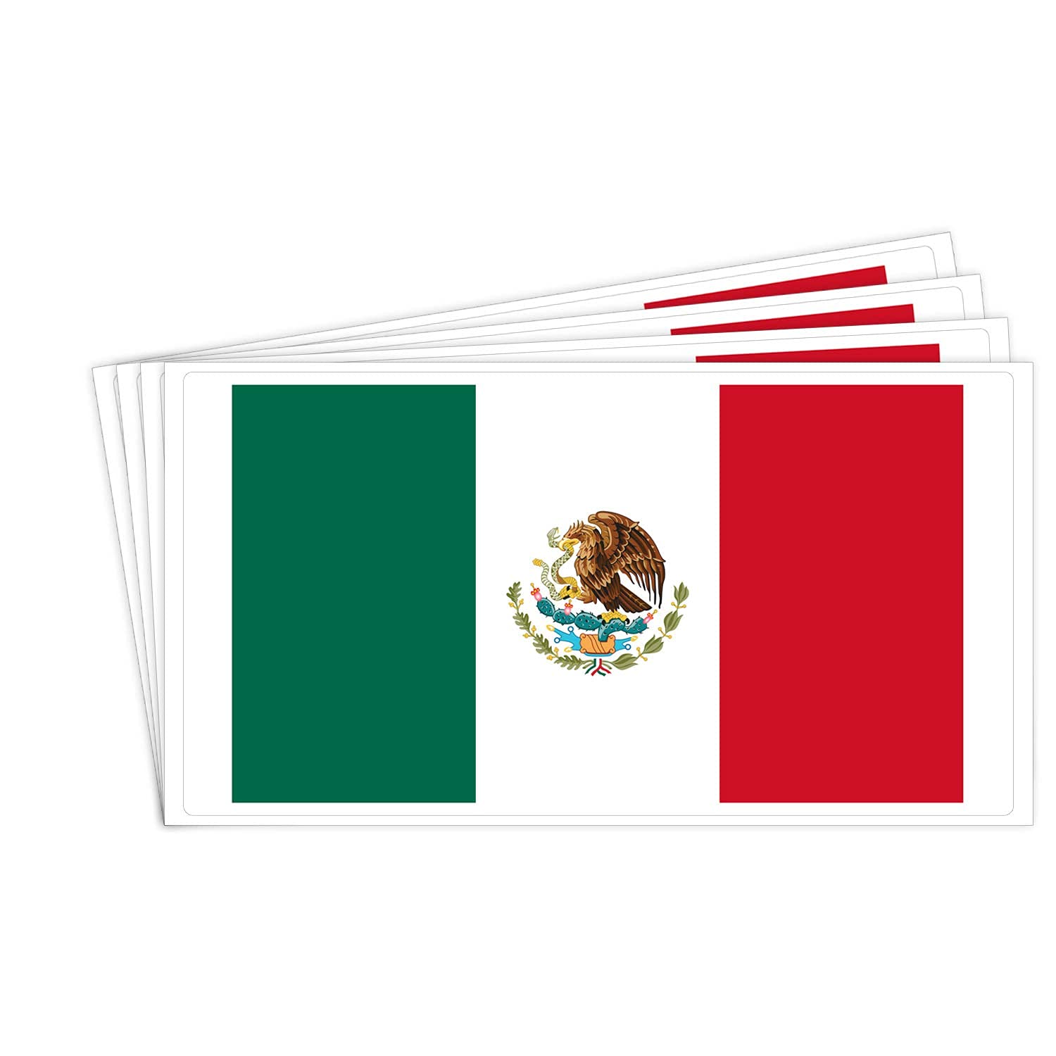 dealzEpic - Mexico Flag - Self Adhesive Peel and Stick Vinyl Decal/Car Bumper Sticker - 3.94 x 2.13 inches | Pack of 4 Pcs