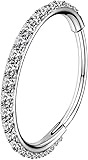 UNIMERCADO Clear CZ Nose Rings silver Stainless Steel Hinged Segment Rings 0.8/8mmm Nose Ring Hoops Hinged Seamless Segment Helix Daith Tragus Cartilage Earring Jewellery - Image 7