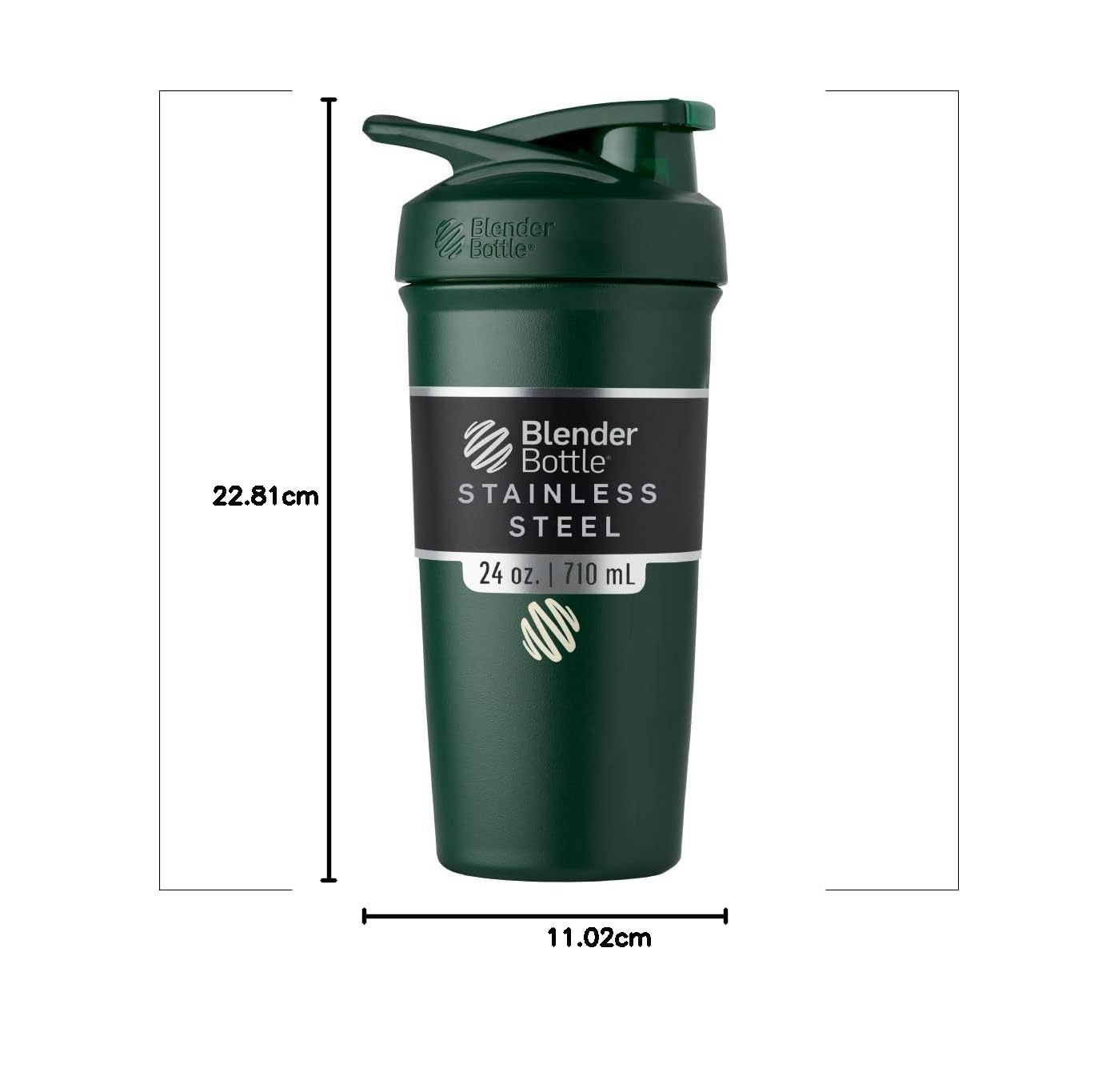 BlenderBottle Strada Shaker Cup - Botella de agua aislada de acero inoxidable con batidor de alambre, 24 onzas, bosque