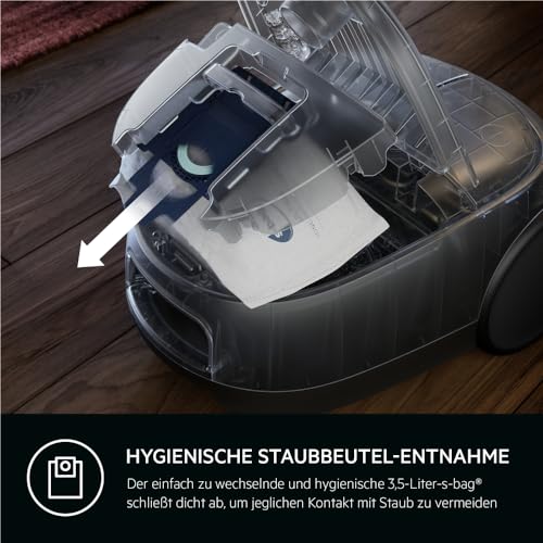 AEG CLEAN 6000 Staubsauger mit Beutel, Hohe Saugleistung, inkl. Zusatzdüsen, 50% Recyclingkunststoff, Ideal für Haustierbesitzer, Reinigen von Polstern, 12 m Kabel, 850 W, Blau, AB61C2DB