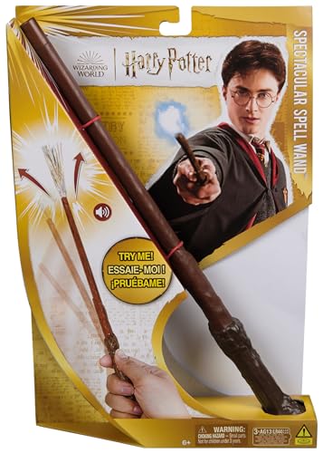 Wizarding World, Harry Potter Varinha mágica Spectacular Spell Wand de 27,9 cm, com som e efeito visual de brilho, brinquedos para crianças a partir de 6 anos