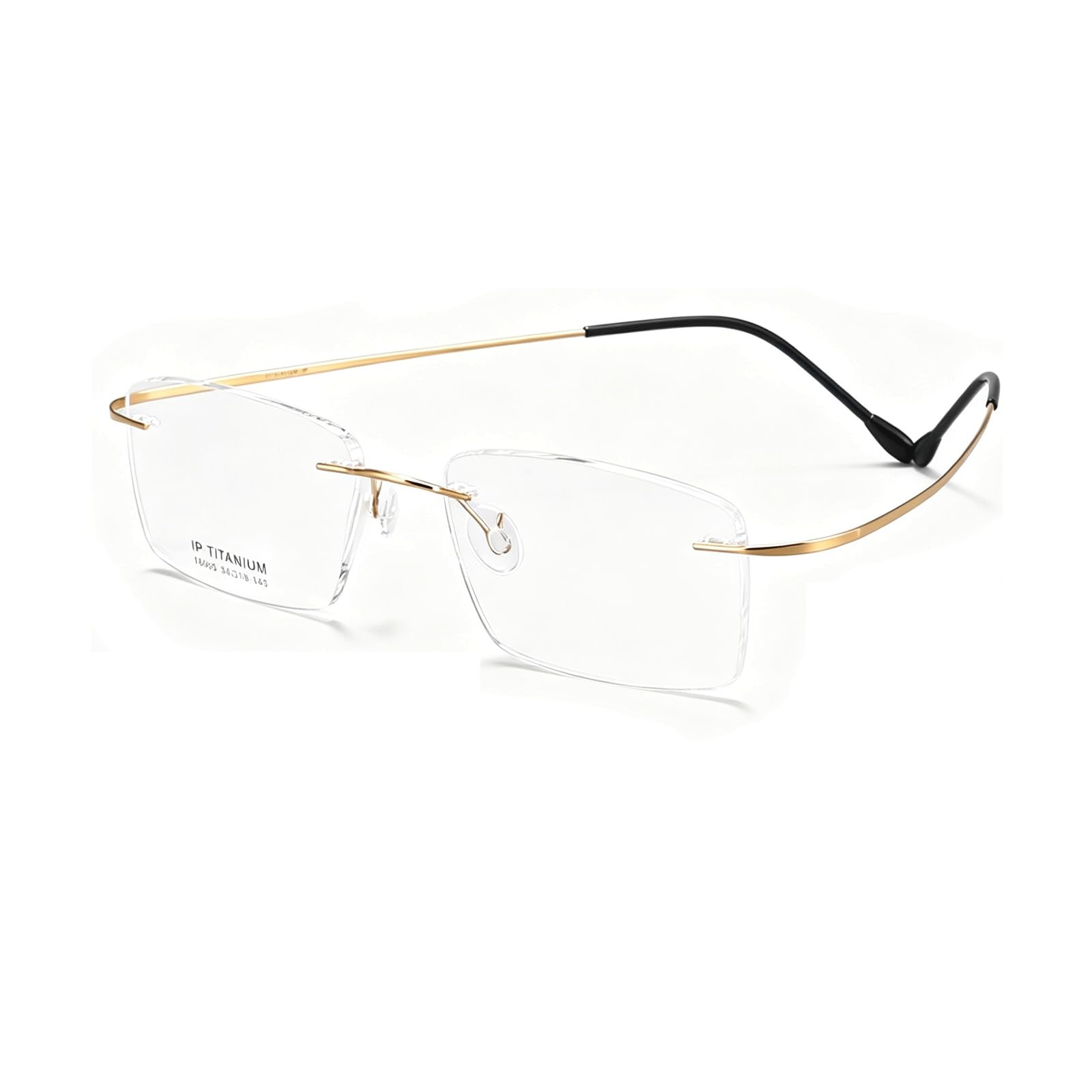 Ultraleichte Brillengestelle, elastische, Nicht verschreibungspflichtige Brillen, Brillen aus reinem Titan for Computer, randlose Unisex-Mode(Golden)