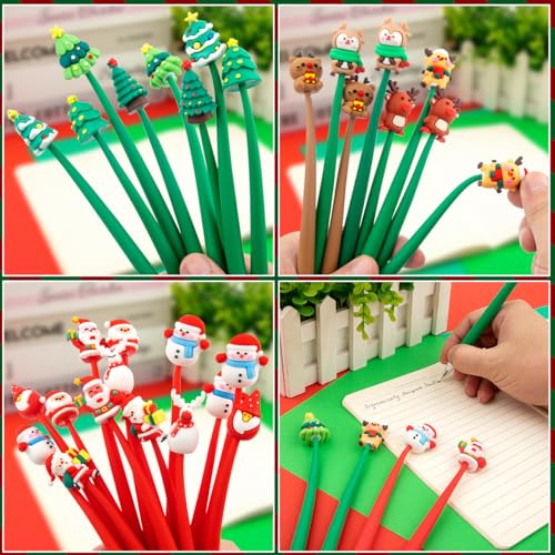 PGPBW 30 Stück Weihnachtsstifte 2025, Lustige Squishy Kugelschreiber mit Cartoon-Motiven, Mitgebsel Weihnachten Kinder, Gastgeschenke, Adventskalender Füllung, Partygeschenke