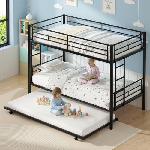 Catálogo de Coppel Muebles Literas los más solicitados. 42 VirtuSync 200 x 105 cm Litera Individual con Cama Nido, Cama Triple para Adolescentes, Estructura Metálica Fuerte con Barandal Alto