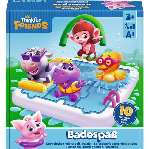 ThinkFun ThinkFun -76654 - Bathing fun - Il rompicapo completamente bagnato con Piggy Peter e i suoi amici Thinkfun! Gioco di logica per bambini dai 3 anni in su