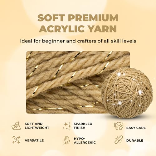 Image of Mary Maxim Starlette Sparkle Yarn, Medium Worsted Weight Yarn for Knitting and Crocheting, Acrylic Polyester Blend for Blankets, Clothing, and Decor, 196 Yards Topaz