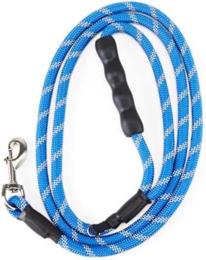 YOULY by Petco Reflective Braided Rope Dog Leash Blue 6-ft Long 1/2-in Wide