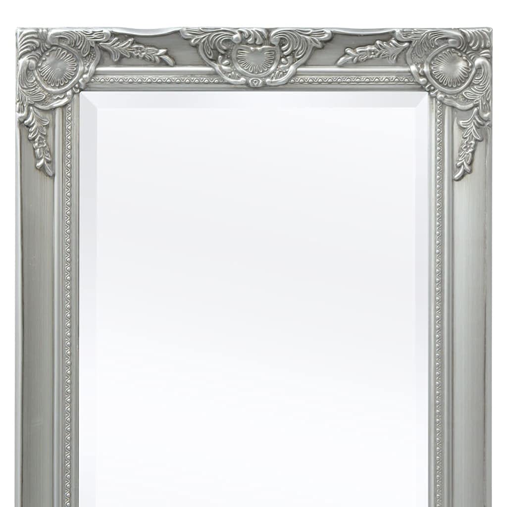 Wandspiegel im Barock-Stil silbern 100 x 50 cm aus Holz und Glas mit vier Befestigungshaken für Badezimmer, Schlafzimmer, Flur, Diele und Ankleide