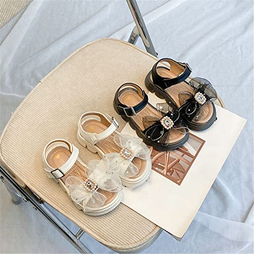 Girl's Flower Flat Sandals Cute Summer Shoes Open Toe Ankle Strap Bowknot Dress Sandals for Kids (Little Kid/Big Kid) (Beige, 12.5 Little Child)2