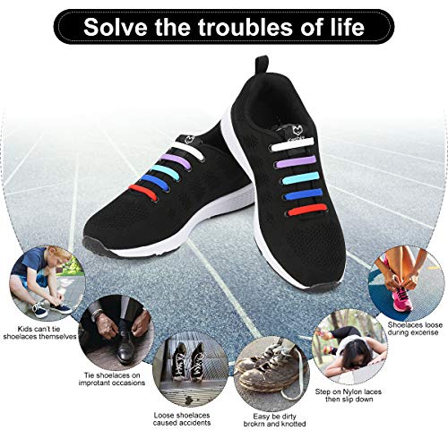 Image of No Tie Shoelaces for Kids Adults, Elastic Silicone Shoe Laces for Sneakers