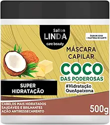 Máscara Hidratante Capilar Coco das Poderosas com Óleo de Coco e Manteiga de Karitê para Hidratação Profunda e Reparação de Cabelos Danificados Sallon Linda