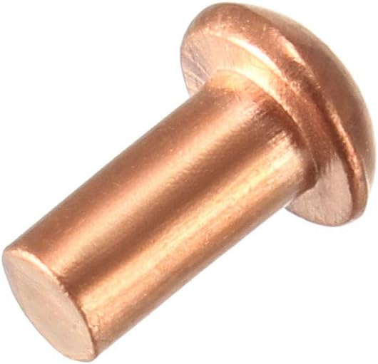 sourcing map 200 Pcs 3/32inch X 13/64inch Round Head Copper Rivets Fasteners, 3/32" x 13/64"