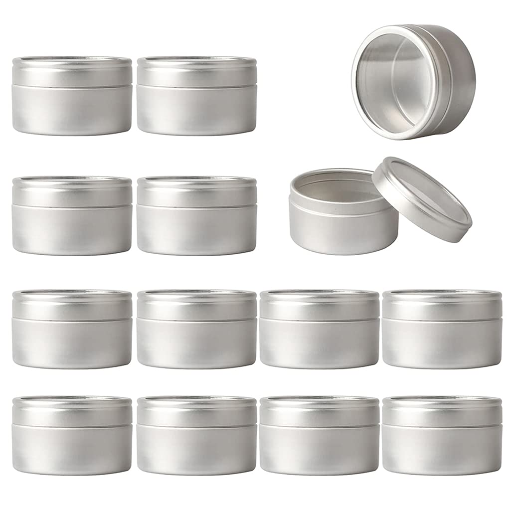 100 Stück 20ml Silber Leere Aluminiumdose Aluminium Runde Stülpdeckeldose Dosen Aludose Blechdosen mit Sichtfenster Cremedosen für DIY Salben Kerze Kosmetik Rasierseife