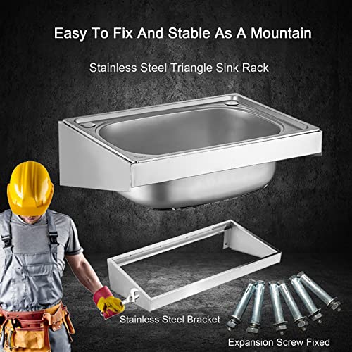 Kitchen Sinks，Wall Mounted Sink，Ifree Standing Stainless-Steel Single Bowl Commercial Restaurant Kitchen Sink, Bracket And Drain Kit For Laundry Room, Utility Room, Garage, Basement (Color : No Fauc #TOP2
