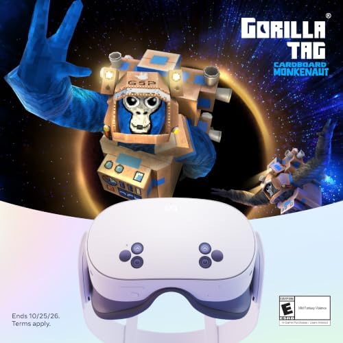 Meta Quest 3S 128GB | VR Without Wires — Gorilla Tag Cardboard Monkenaut Bundle — Amazon Exclusive —Access to 100+ Games with a 3-Month Trial of Meta Horizon+ Included