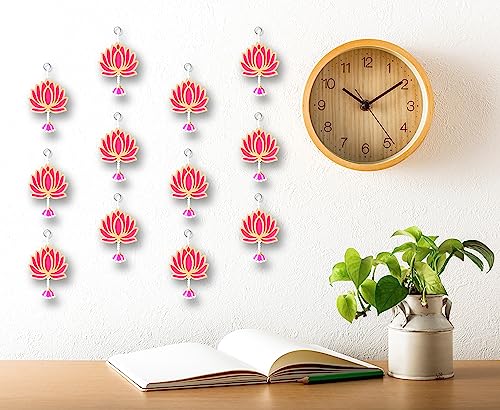 Image of True Decor Jhumka Lotus Decoration Items Temple Decoration Items Wall Hangings for Diwali Decoration Pack of 6