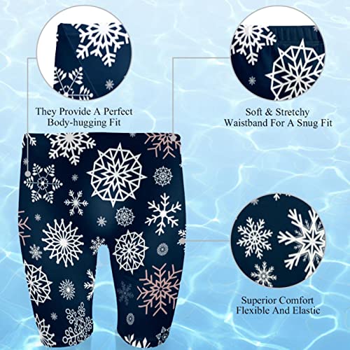 Bañadores ajustados de hombre tipo jammers de natación azul con copos de nieve L 2