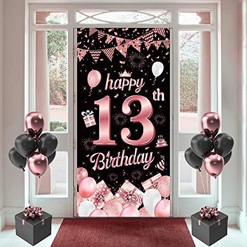 75th Birthday Banner, 75th Birthday Decorations, 75th Birthday Backdrop Rose Gold, 75th Banners for Her, Birthday Door Banner for Women Birthday Party Door Wall Decoration Photo Booth Props