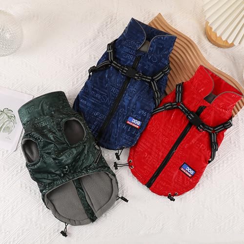 HDKUW Jaqueta de arnês para cães pequenos, estampa de letras, capa de chuva refletiva para cães, cas