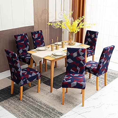 Sufdari Chair Covers 6 Grey ,Stretch Dining Chair Covers, Spandex seat Covers for Dining Chairs ,Elastic Washable Chair Protectors for Dining Room,Hotel,Restaurant,Banquet (6, Grey)