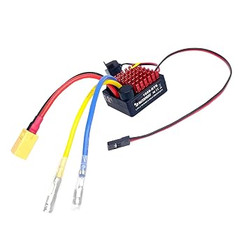 Waterproof 60A Brushed ESC, 1060 2-3s Electronic Speed Controller with XT60 Plug for 540/550/380/370 Motors 1/10 Scale RC Crawler Car/Boats/Tanks