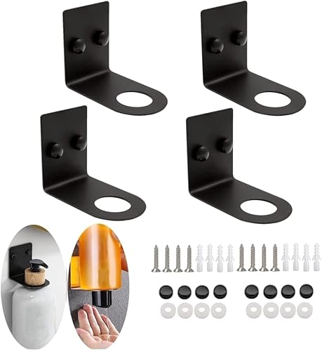 BiJun Soporte dispensador de botellas de jabón montado en la pared, soporte dispensador de botellas de mano para colgar champú, estante de pie,