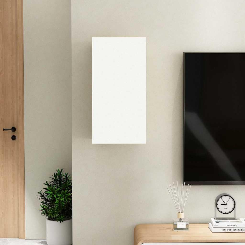 Mueble para TV blanco roble Sonoma, 30,5 x 30 x 60 cm, madera colgante, moderno mueble multimedia para salón, robusto armario para centro de entretenimiento
