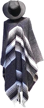 Sharpshooter Clint Eastwood Western Black Cowboy Hat & Grey Poncho Set