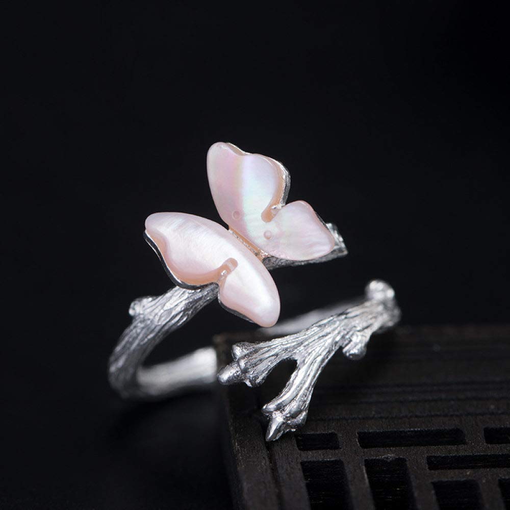 Anello In Argento 925 Da Donna,Anelli Regolabili Per Le Donne Ramoscelli Di Farfalle Anello In Argento Sterling 925 Retrò Fedi Nuziali In Argento Etnico Per Le Donne Anelli Di Eternità Anelli Di P
