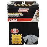 Genuine Dickies Men's Dri-Tech MAX CUSHION Crew Performance Work Socks (Black) (Shoe Size: 6-12)