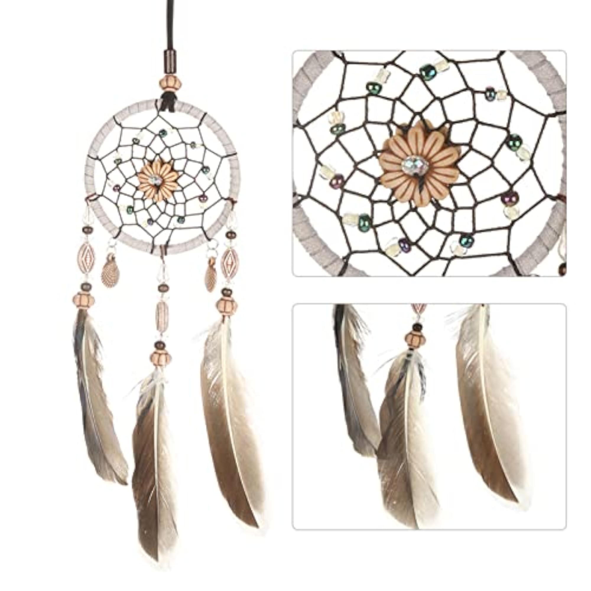 Creative Handmade Dream Catcher with Feather Shells Car Pendant