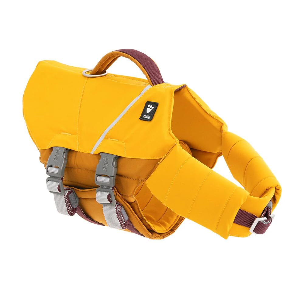 Hurtta Life Savior ECO kamizelka ratunkowa dla psów, maksymalne bezpieczeństwo w wodzie i na wodzie podczas pływania, SUP, kajaku i wycieczek łodzią (Honey, 5-10 kg)