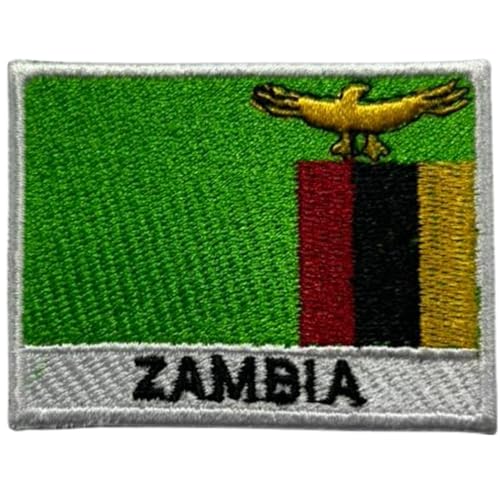 Écusson brodé drapeau de la Zambie avec nom Patch thermocollant ou à coudre Symbole national militaire pour vêtements, sacs à dos, casquettes