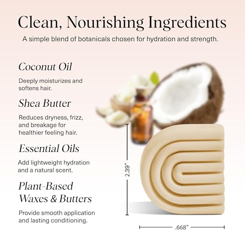 Image of Kitsch Coconut Oil Conditioner Bar Soap for Hair Care - Made in USA, 3 oz | Hair Conditioner For Women and Men - Moisturizing, Hydrate & Soften Damaged Dry Hair - Paraben, Silicone, & Sulfate Free