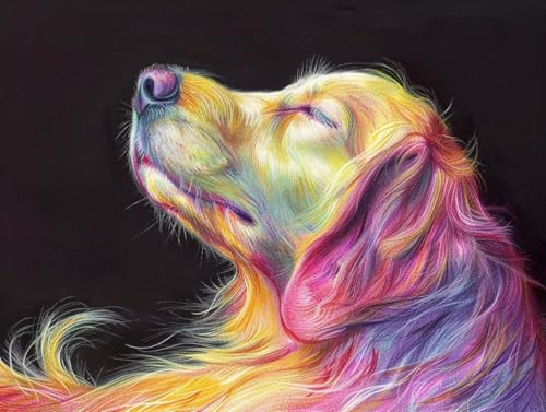Diamond Painting Chien Coloré 60x80 anti-stress : réduisez l'anxiété avec l'art des strass 5D