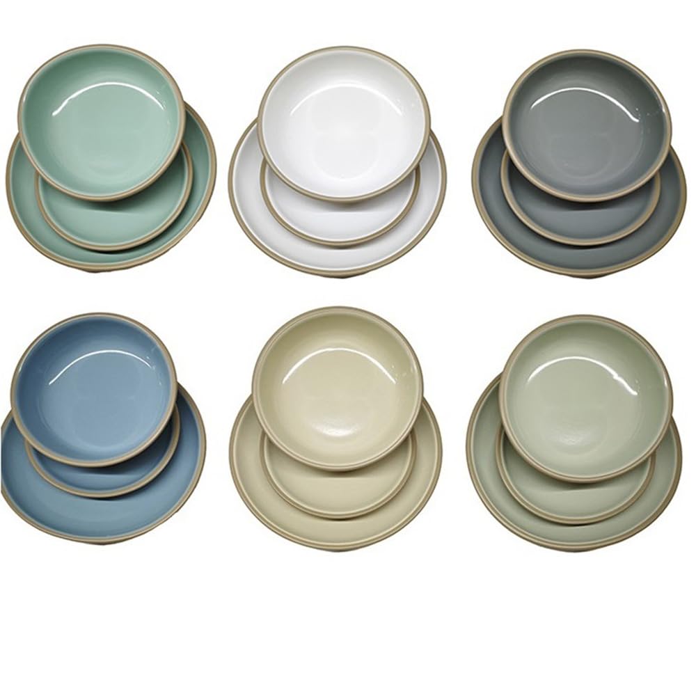 Set Piatti servizio 18 Pezzi in Stoneware Colorato Tavola Moderno per 6 Persone con Piatti Piani 26 cm Fondi e Frutta 20 cm, Design Elegante Multicolore.