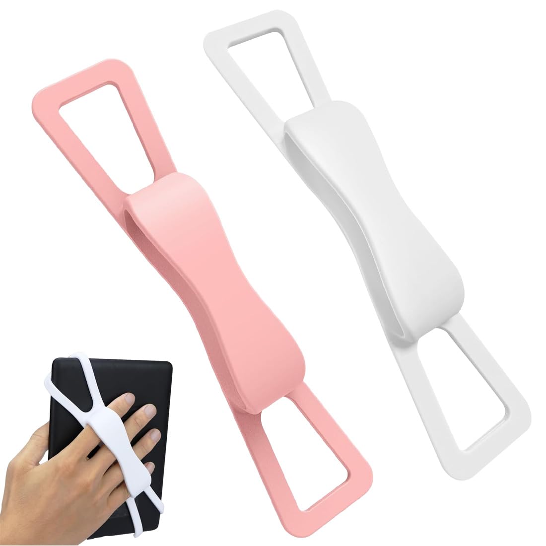 2Pcs Support de Dragonne Confortable, Sangle de Main Légère et Polyvalente à Haute Élasticité Support à Main Léger et Sécurisé pour Lire au Lit, Compatible avec 6-8"